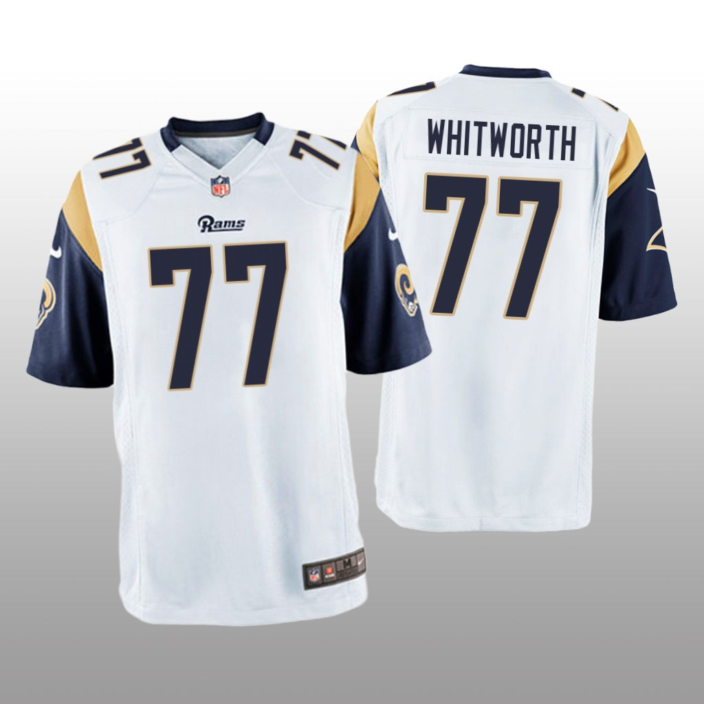 Hunk Wear - Los Angeles Rams #77 White Men's Andrew Whitworth Game Jersey