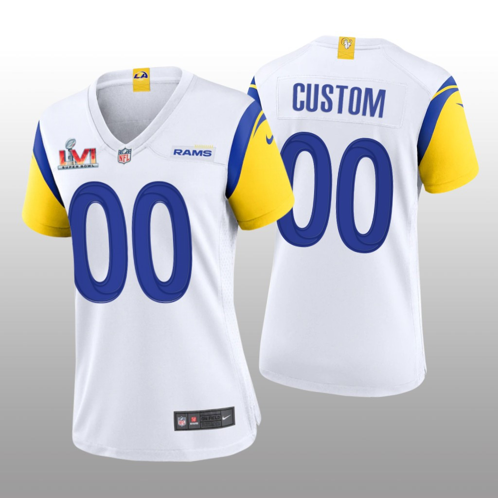 Hunk Wear - Los Angeles Rams Custom White Game Jersey Super Bowl LVI Champions - Women's