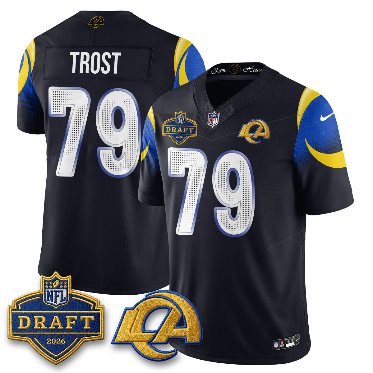 Hunk Wear - Los Angeles Rams Keagen Trost 2026 NFL Draft Jersey ' All Stitched ' Rivalries
