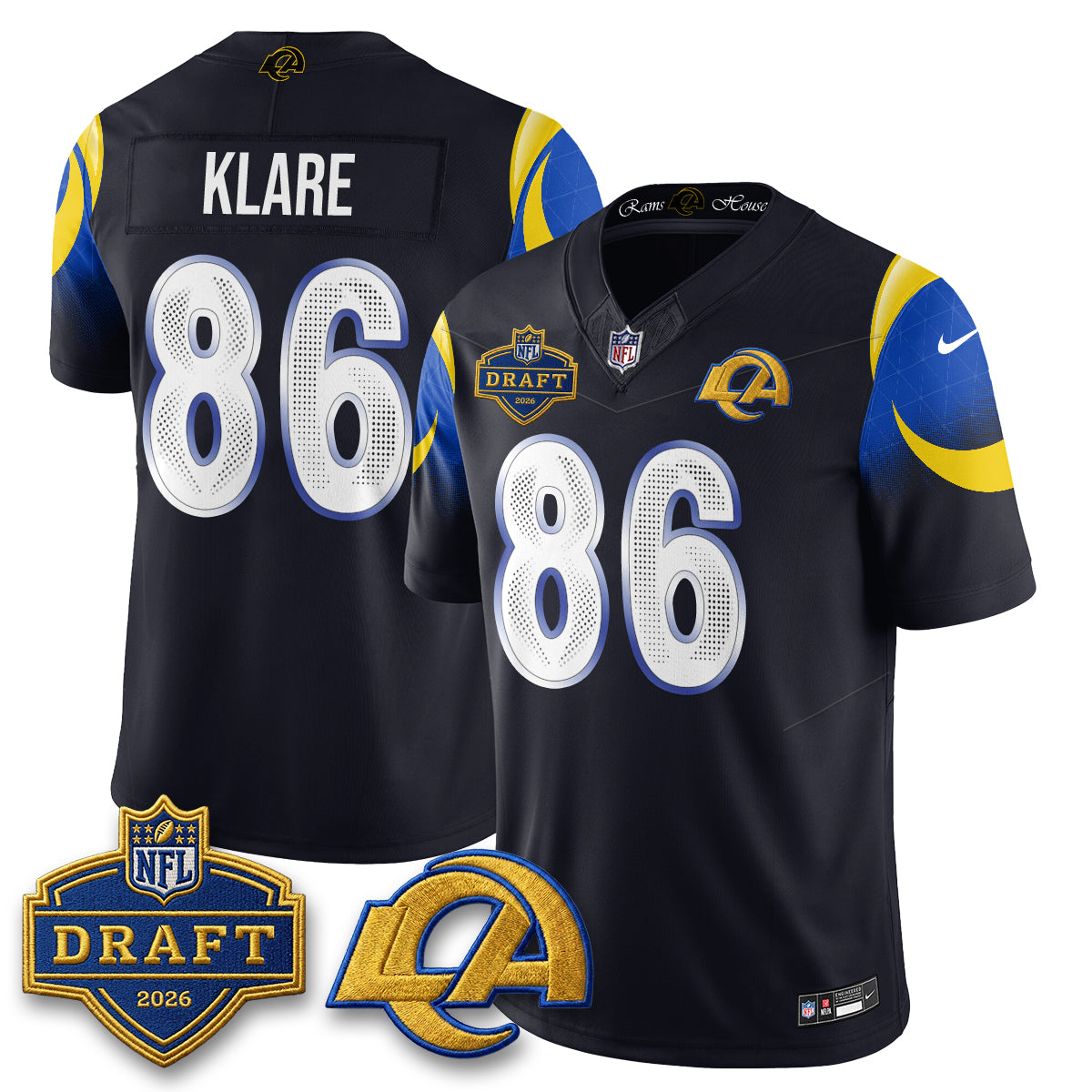 Hunk Wear - Los Angeles Rams Max Klare 2026 NFL Draft Jersey ' All Stitched ' Rivalries
