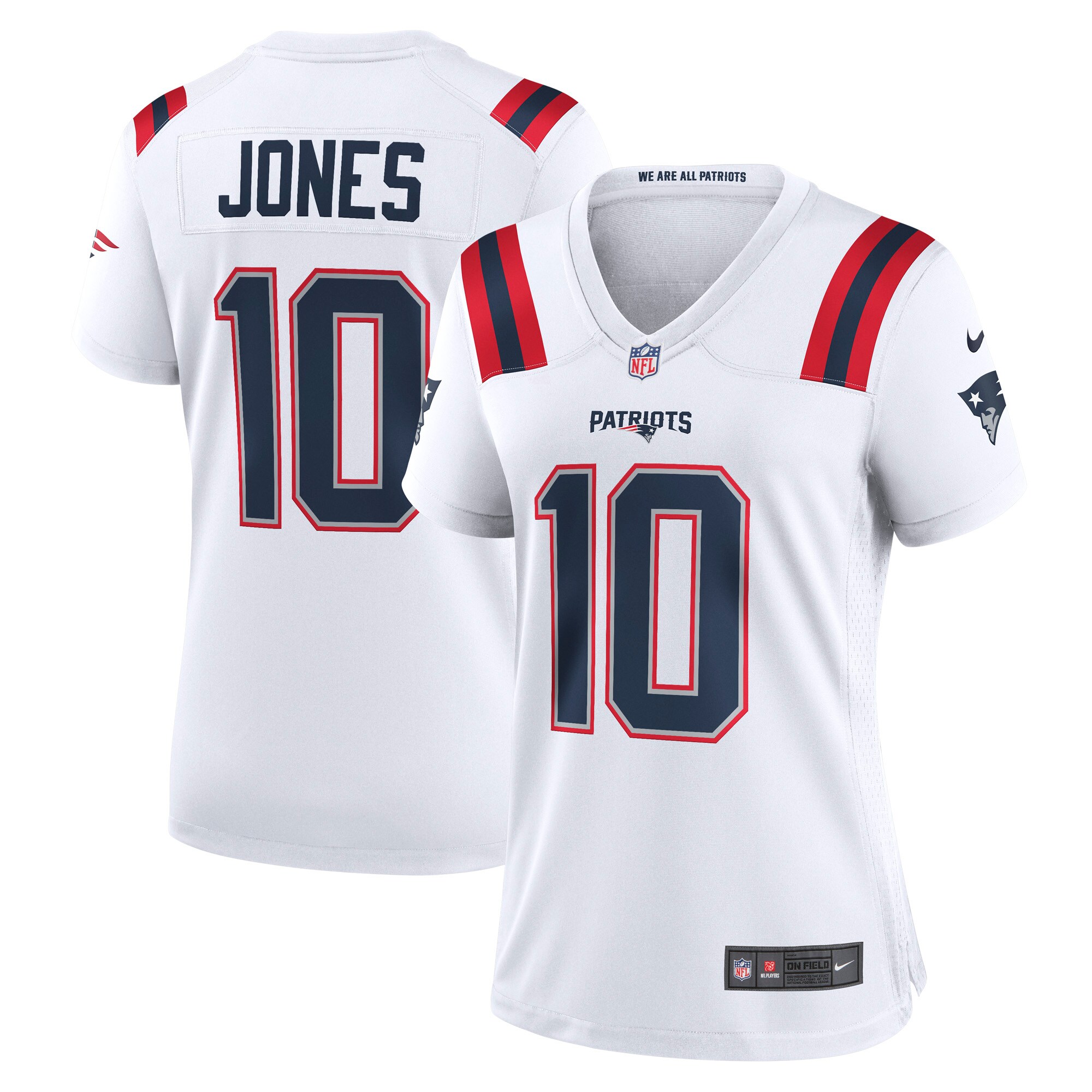 Hunk Wear - Mac Jones New England Patriots Nike Womenâ€™s Player Jersey ' White