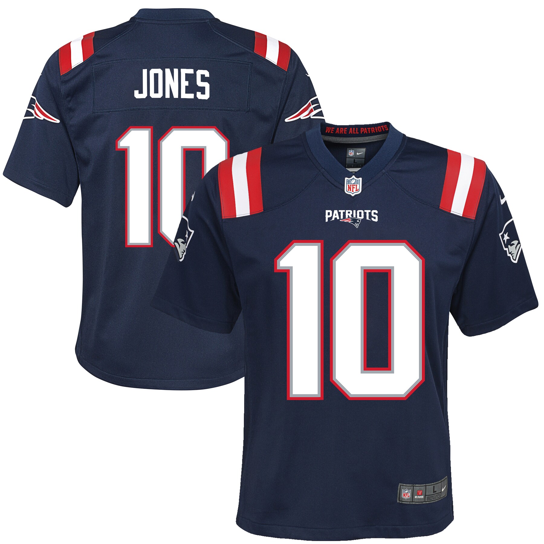 Hunk Wear - Mac Jones New England Patriots Nike Youth Game Jersey ' Navy