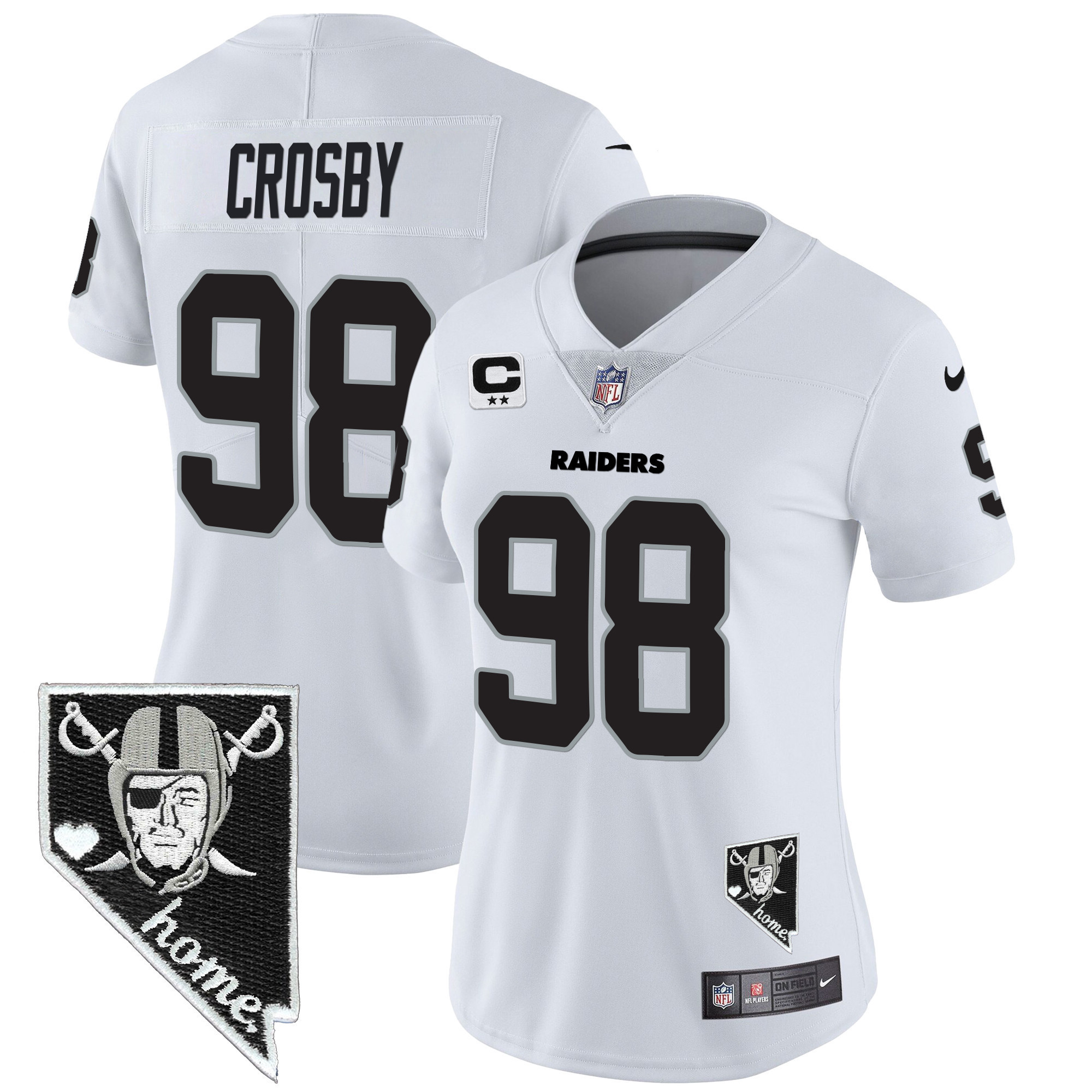 Hunk Wear - Maxx Crosby Women's Las Vegas Raiders Nevada Home Patch Vapor White Jersey