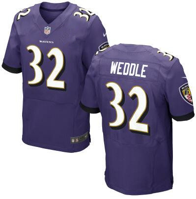 Hunk Wear - Men's Baltimore Ravens #32 Eric Weddle Purple Team Color NFL Nike Elite Jersey
