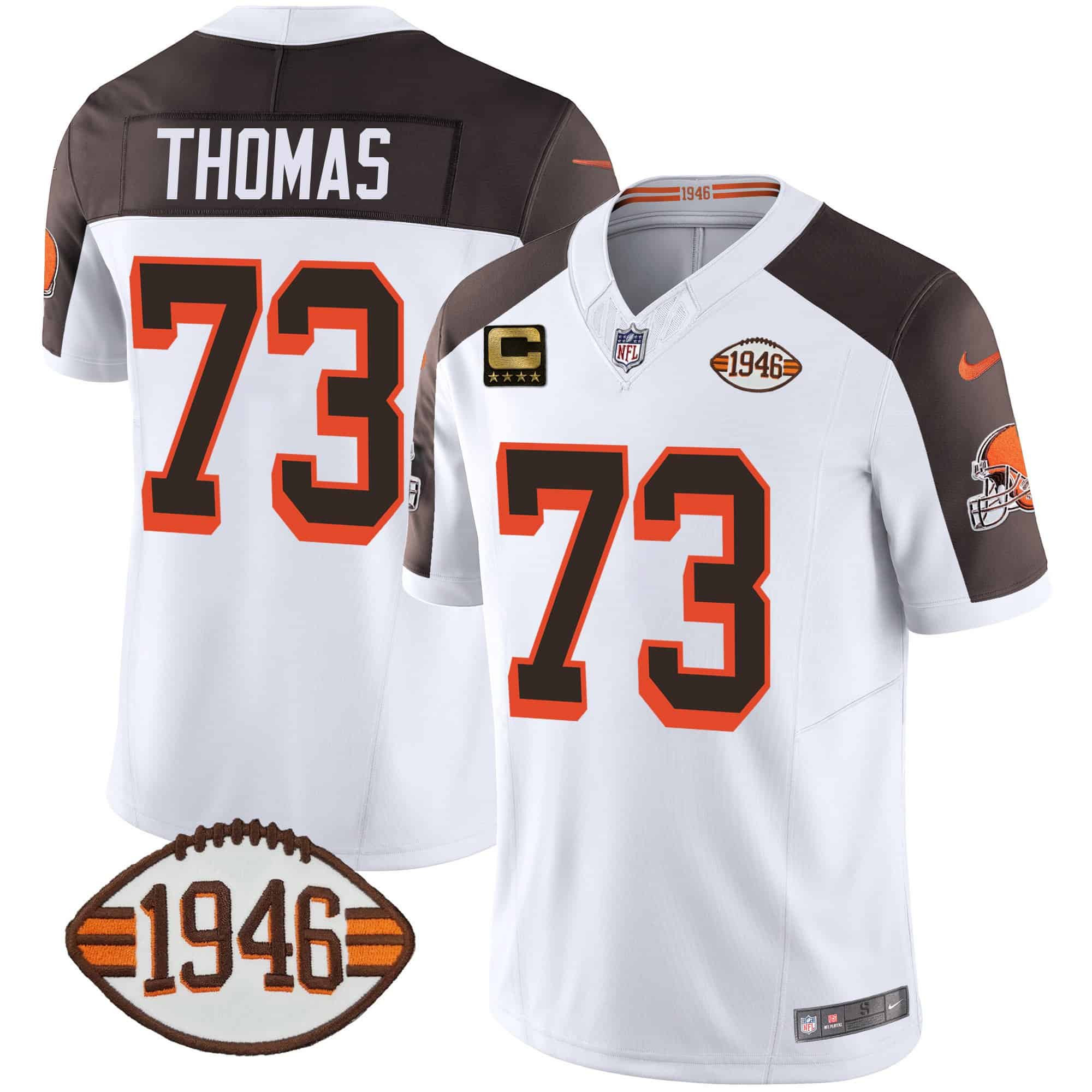 Hunk Wear - Men’s Browns 1946 75th Anniversary Patch Jersey – All Stitched – Inverted – Joe Thomas