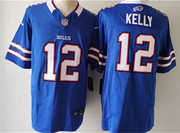 Hunk Wear - Men's Buffalo Bills #12 Jim Kelly Blue 2023 F.U.S.E. Vapor Untouchable Limited Football Stitched Jersey