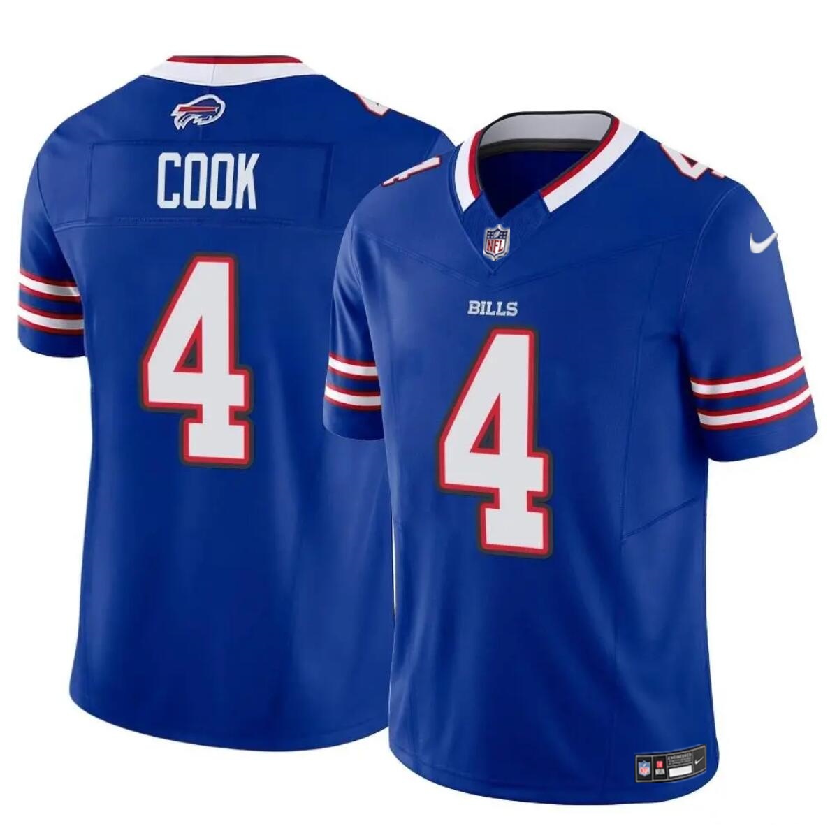 Hunk Wear - Men's Buffalo Bills #4 James Cook Blue 2023 F.U.S.E. Vapor Untouchable Limited Football Stitched Jersey