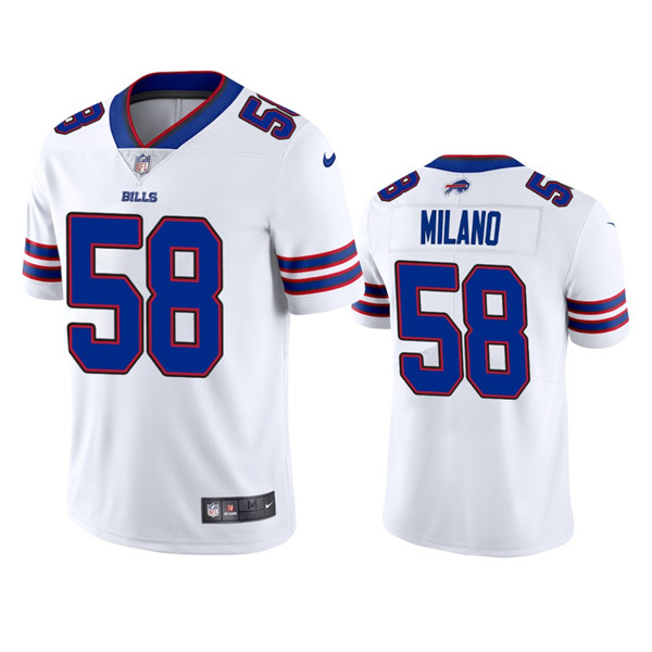 Hunk Wear - Men's Buffalo Bills #58 Matt Milano 2022 White Vapor Untouchable Limited Stitched Jersey