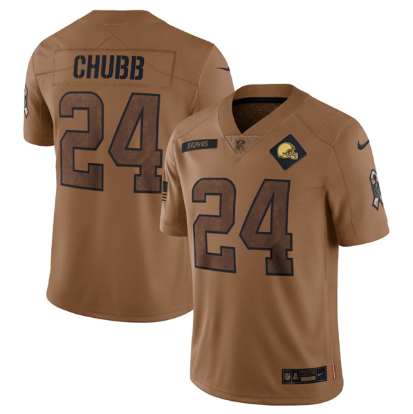 Hunk Wear - Men's Cleveland Browns #24 Nick Chubb 2023 Brown Salute To Service Limited Football Stitched Jersey