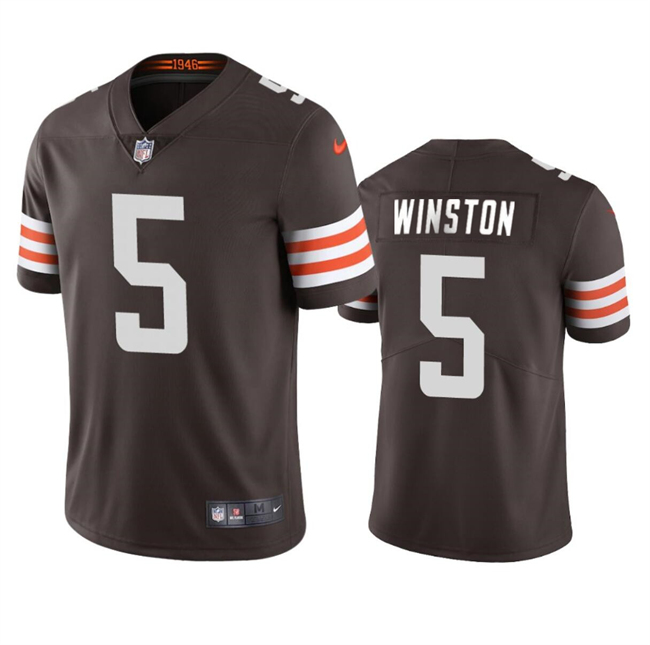 Hunk Wear - Menâ€™s Cleveland Browns #5 Jameis Winston Brown Vapor Limited Football Stitched Jersey