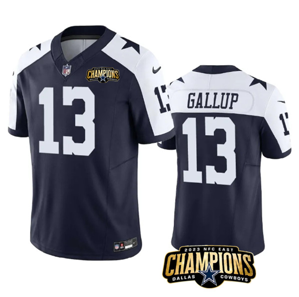 Hunk Wear - Men's Dallas Cowboys #13 Michael Gallup Navy White 2023 F.U.S.E. NFC East Champions Patch Football Stitched Jersey