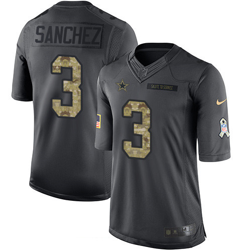 Hunk Wear - Men's Dallas Cowboys #3 Mark Sanchez Black Anthracite 2016 Salute To Service Stitched NFL Nike Limited Jersey