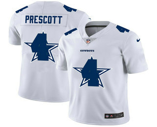 Hunk Wear - Men's Dallas Cowboys #4 Dak Prescott White 2020 Shadow Logo Vapor Untouchable Stitched NFL Nike Limited Jersey