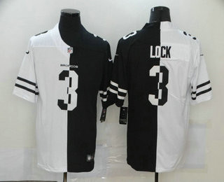 Hunk Wear - Men's Denver Broncos #3 Drew Lock White Black Peaceful Coexisting 2020 Vapor Untouchable Stitched NFL Nike Limited Jersey