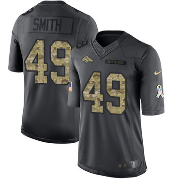 Hunk Wear - Men's Denver Broncos #49 Dennis Smith Black Anthracite 2016 Salute To Service Stitched NFL Nike Limited Jersey