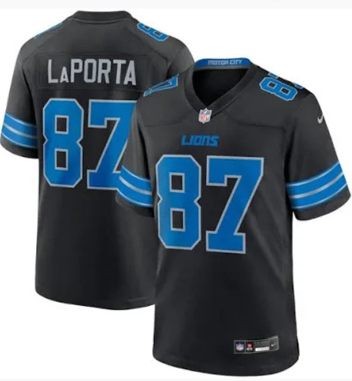 Hunk Wear - Men's Detroit Lions #87 Sam Laporta Limited Black 2024 Vapor Stitched Jersey