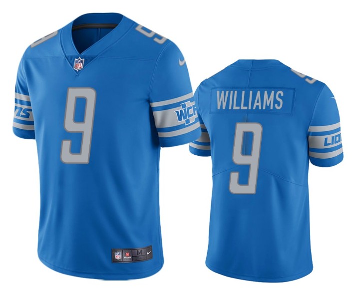 Hunk Wear - Men's Detroit Lions #9 Jameson Williams Blue Vapor Untouchable Limited Stitched Jersey