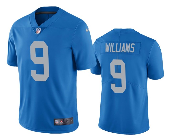 Hunk Wear - Men's Detroit Lions #9 Jameson Williams Blue Vapor Untouchable Limited Stitched Jerseys