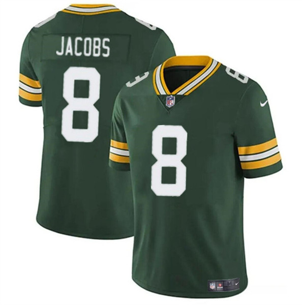 Hunk Wear - Menâ€™s Green Bay Packers #8 Josh Jacobs Green Vapor Limited Football Stitched Jersey