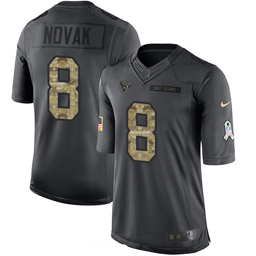 Hunk Wear - Men's Houston Texans #8 Nick Novak Black Anthracite 2016 Salute To Service Stitched NFL Nike Limited Jersey