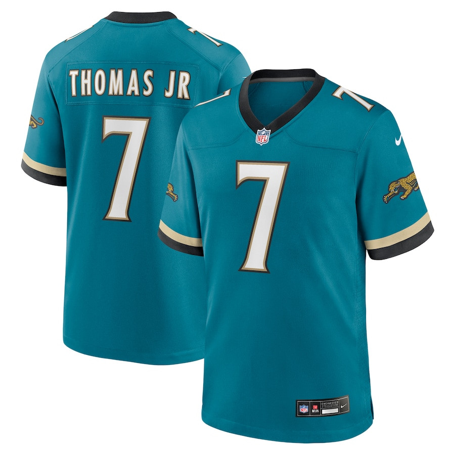 Hunk Wear - Men's Jacksonville Jaguars #7 Brian Thomas Jr Teal 2024 F.U.S.E. Prowler Throwback Vapor Limited Football Stitched Jersey
