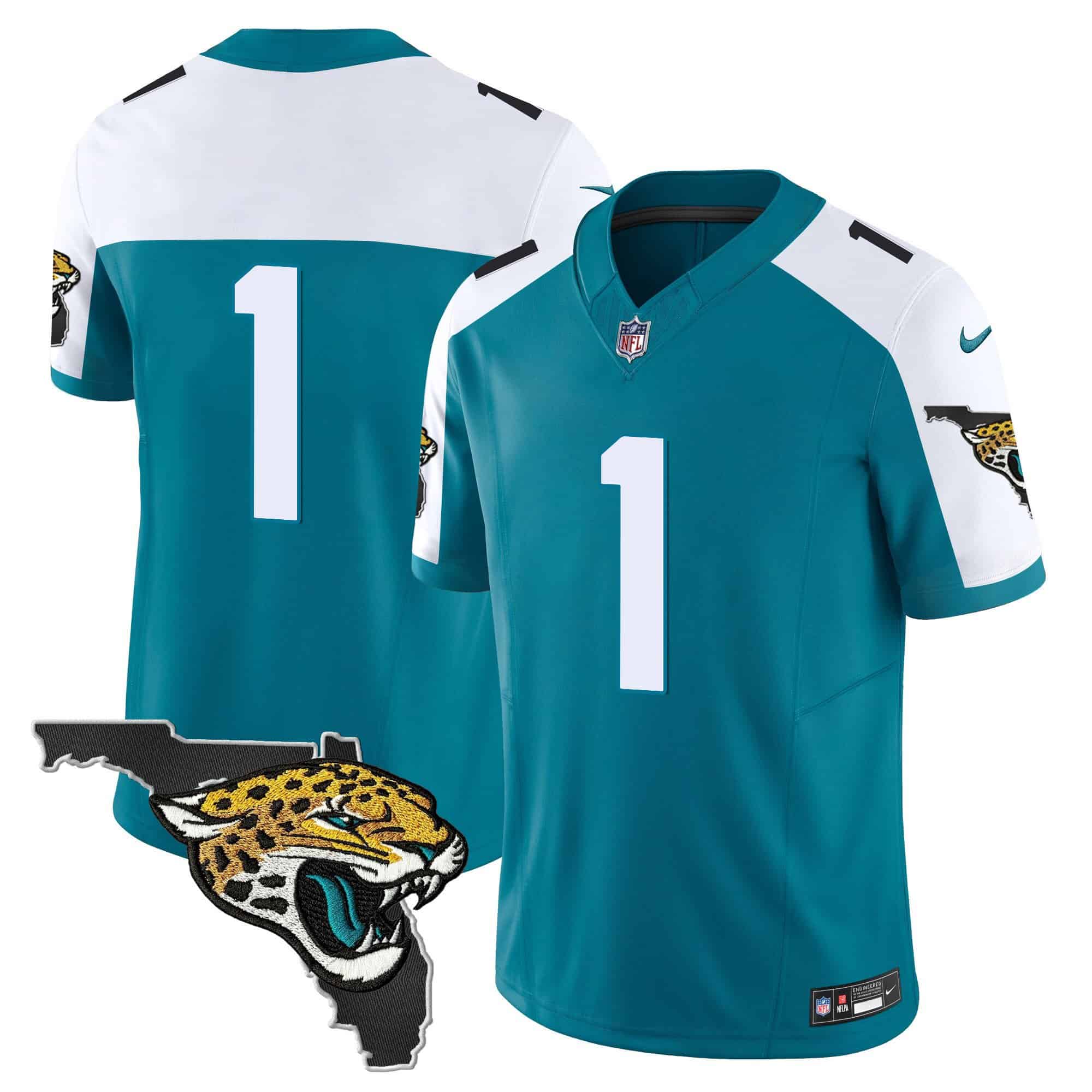 Hunk Wear - Men's Jacksonville Jaguars Florida Patch Vapor Jersey ' All Stitched ' Alternate ' #1 Team