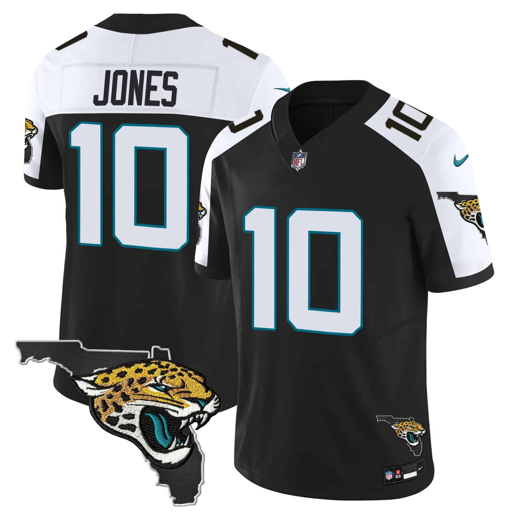 Hunk Wear - Men's Jacksonville Jaguars Florida Patch Vapor Jersey ' All Stitched ' Black Alternate ' Mac Jones