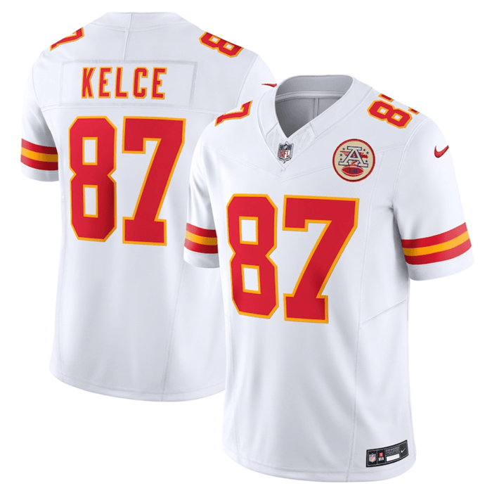 Hunk Wear - Men's Kansas City Chiefs #87 Travis Kelce White 2023 F.U.S.E. Vapor Untouchable Limited Stitched Jersey