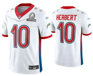 Hunk Wear - Men's Los Angeles Chargers #10 Justin Herbert White 2022 Pro Bowl Vapor Untouchable Stitched Limited Jersey