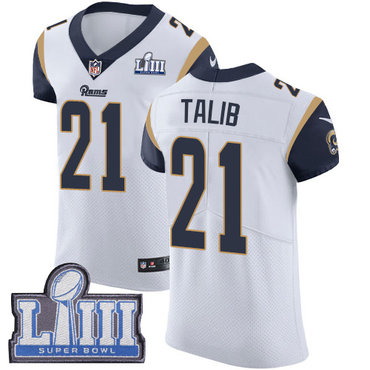 Hunk Wear - Men's Los Angeles Rams #21 Aqib Talib White Nike NFL Road Vapor Untouchable Super Bowl LIII Bound Elite Jersey
