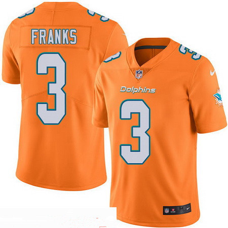 Hunk Wear - Men's Miami Dolphins #3 Andrew Franks Orange 2016 Color Rush Stitched NFL Nike Limited Jersey