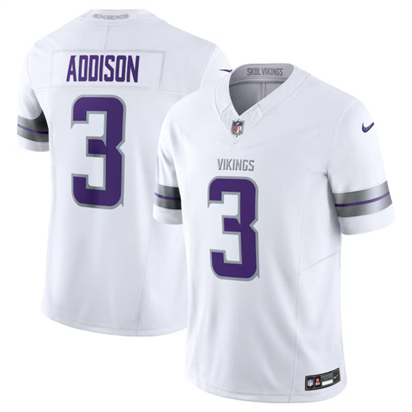 Hunk Wear - Men's Minnesota Vikings #3 Jordan Addison White F.U.S.E. Winter Warrior Limited Football Stitched Jersey