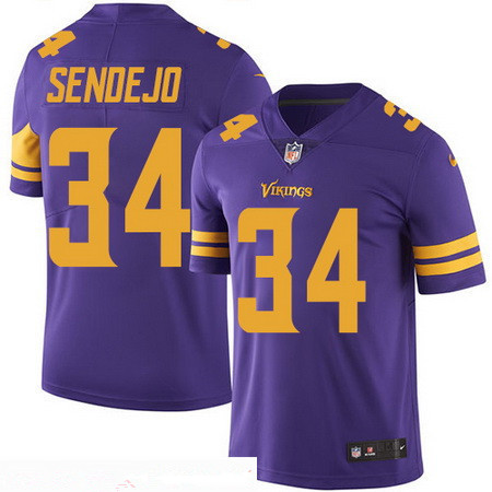 Hunk Wear - Men's Minnesota Vikings #34 Andrew Sendejo Purple 2016 Color Rush Stitched NFL Nike Limited Jersey