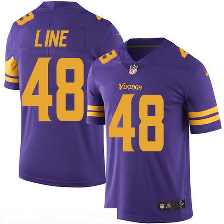 Hunk Wear - Men’s Minnesota Vikings #48 Zach Line Purple 2016 Color Rush Stitched NFL Nike Limited Jersey