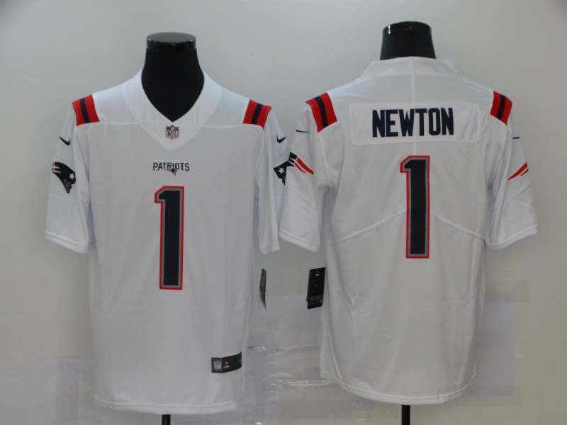 Hunk Wear - Men's New England Patriots #1 Cam Newton White 2020 NEW Vapor Untouchable Stitched NFL Nike Limited Jersey