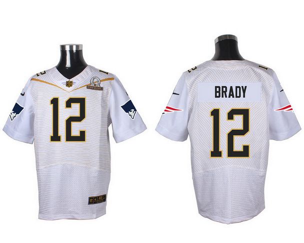 Hunk Wear - Men's New England Patriots #12 Tom Brady White 2016 Pro Bowl Nike Elite Jersey