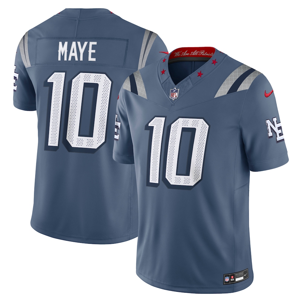 Hunk Wear - Men's New England Patriots Drake Maye Nike Storm Blue 2025 Rivalries Collection Limited Jersey