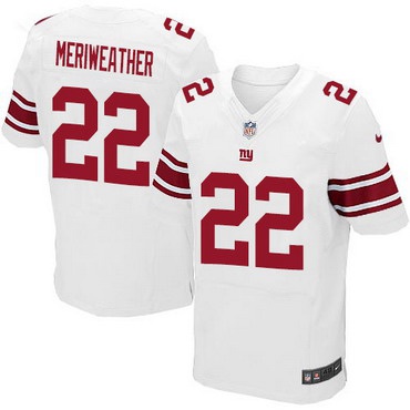 Hunk Wear - Men's New York Giants #22 Brandon Meriweather White Road NFL Nike Elite Jersey