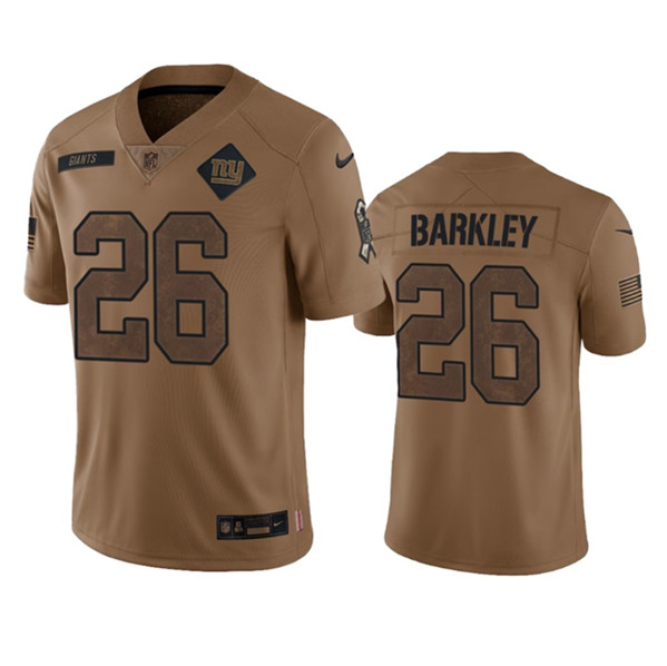 Hunk Wear - Men's New York Giants #26 Saquon Barkley 2023 Brown Salute To Service Limited Football Stitched Jersey