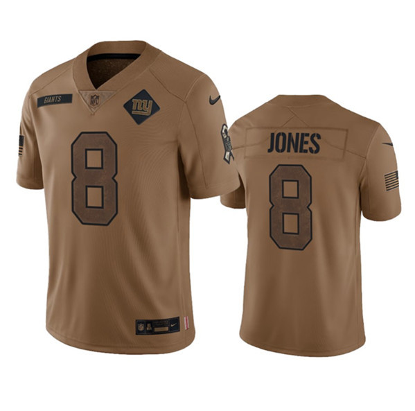 Hunk Wear - Men's New York Giants #8 Daniel Jones 2023 Brown Salute To Service Limited Football Stitched Jersey