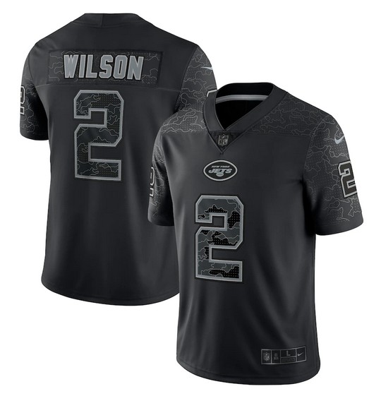 Hunk Wear - Men's New York Jets #2 Zach Wilson Black Reflective Limited Stitched Jersey