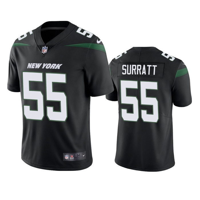 Hunk Wear - Men's New York Jets #55 Chazz Surratt Black Vapor Untouchable Limited Stitched Jersey