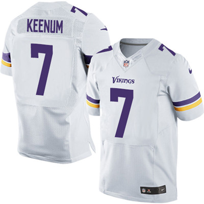 Hunk Wear - Men's Nike Minnesota Vikings #7 Case Keenum White Stitched NFL Elite Jersey