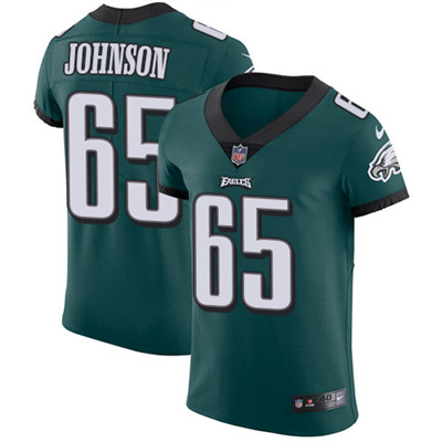 Hunk Wear - Men's Nike Philadelphia Eagles #65 Lane Johnson Midnight Green Team Color Stitched NFL Vapor Untouchable Elite Jersey