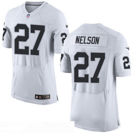 Hunk Wear - Men's Oakland Raiders #27 Reggie Nelson NEW White Road Stitched NFL Nike Elite Jersey