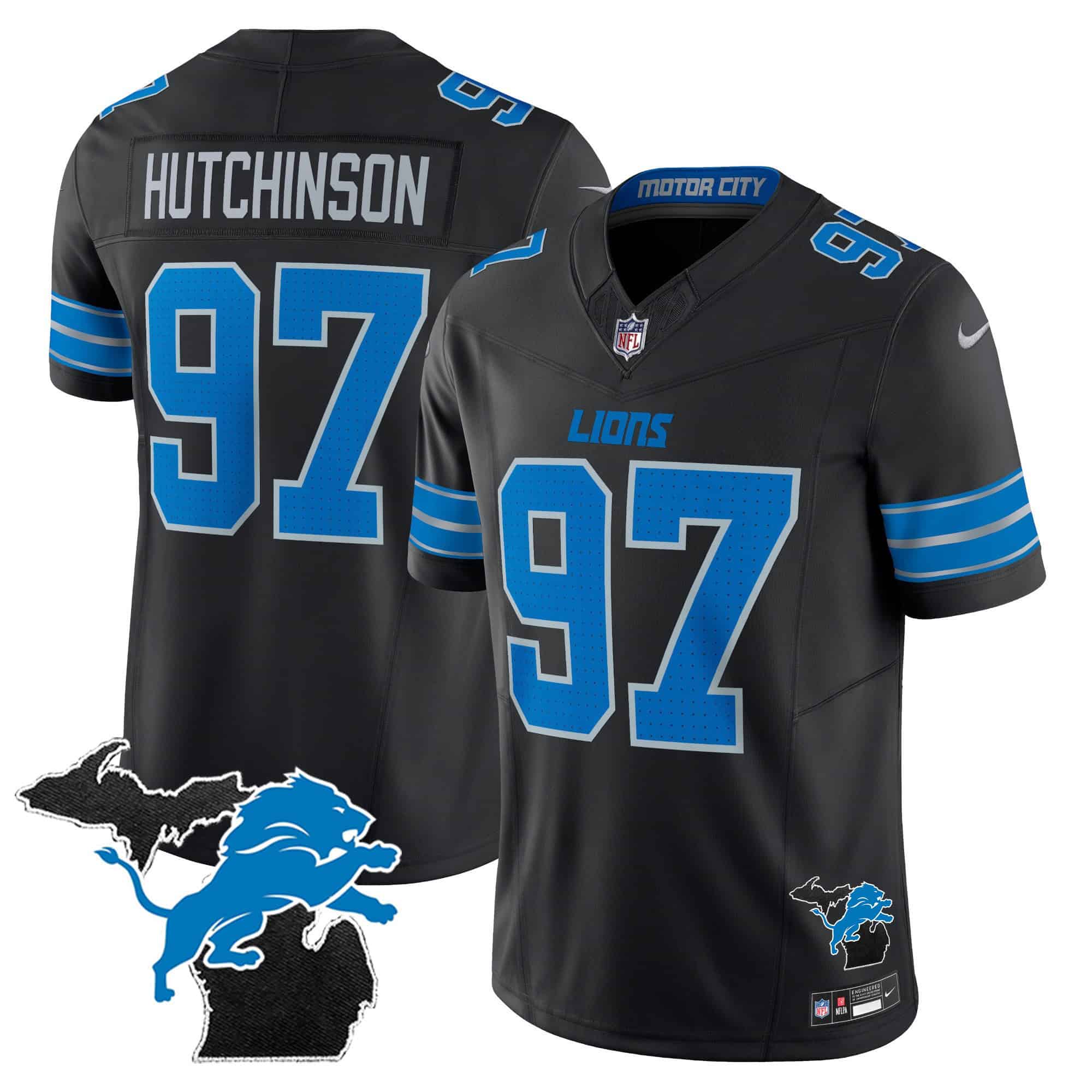 Hunk Wear - Men's Packers Home Patch Gold Vapor Jersey ' All Stitched ' Black Gold ' Josh Jacobs