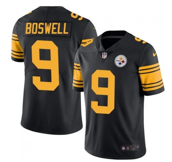 Hunk Wear - Men's Pittsburgh Steelers #9 Chris Boswell Black Vapor Color Rush Stitched Jersey