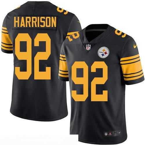 Hunk Wear - Men's Pittsburgh Steelers #92 James Harrison Black 2016 Color Rush Stitched NFL Nike Limited Jersey