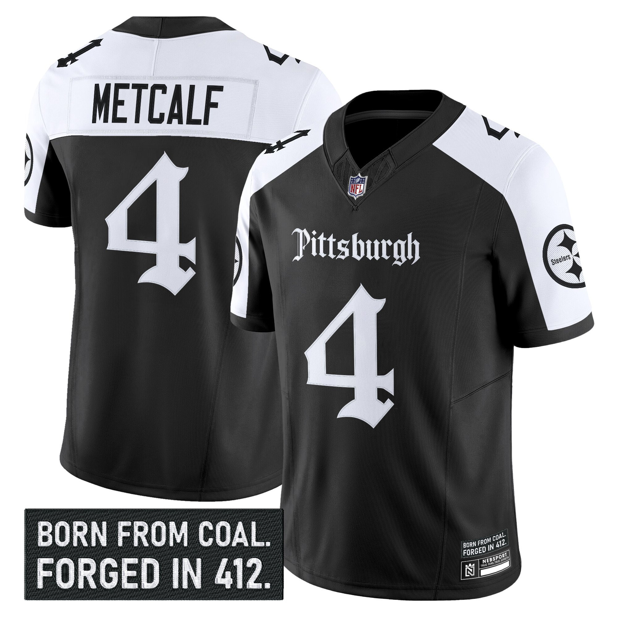 Hunk Wear - Men's Pittsburgh Steelers 'Gothic Steel City Edition' Vapor Limited Jersey ' All Stitched Alternate DK Metcalf Jersey