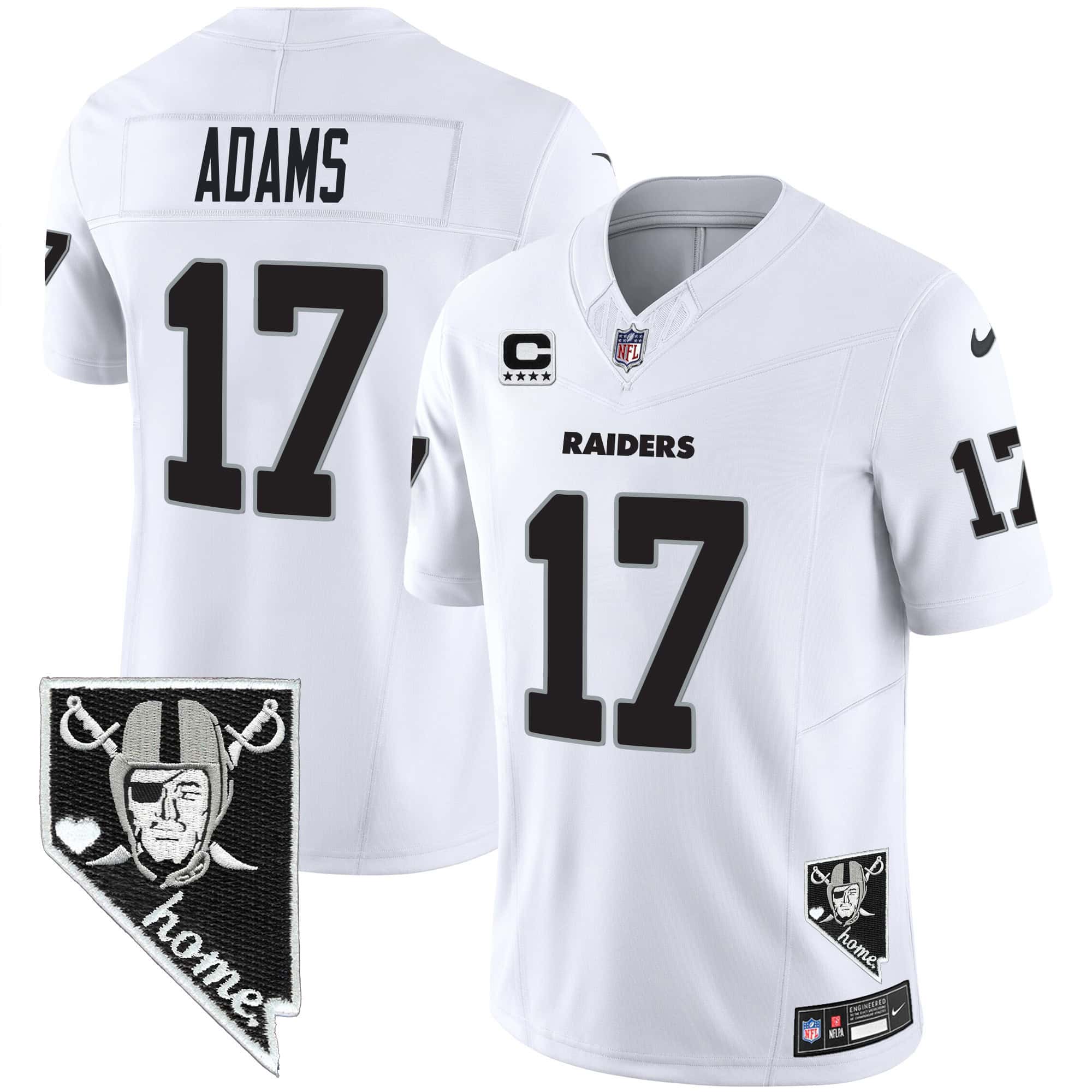 Hunk Wear - Men's Raiders Nevada Home Patch Vapor Jersey ' All Stitched ' White ' Davante Adams